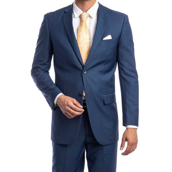 Mens 2pc Modern Fit Suit Notch Lapel, Indigo Blue - Picture 1 of 5